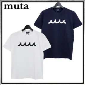 muta  |Crew Neck Unisex Street Style Cotton Short Sleeves Logo