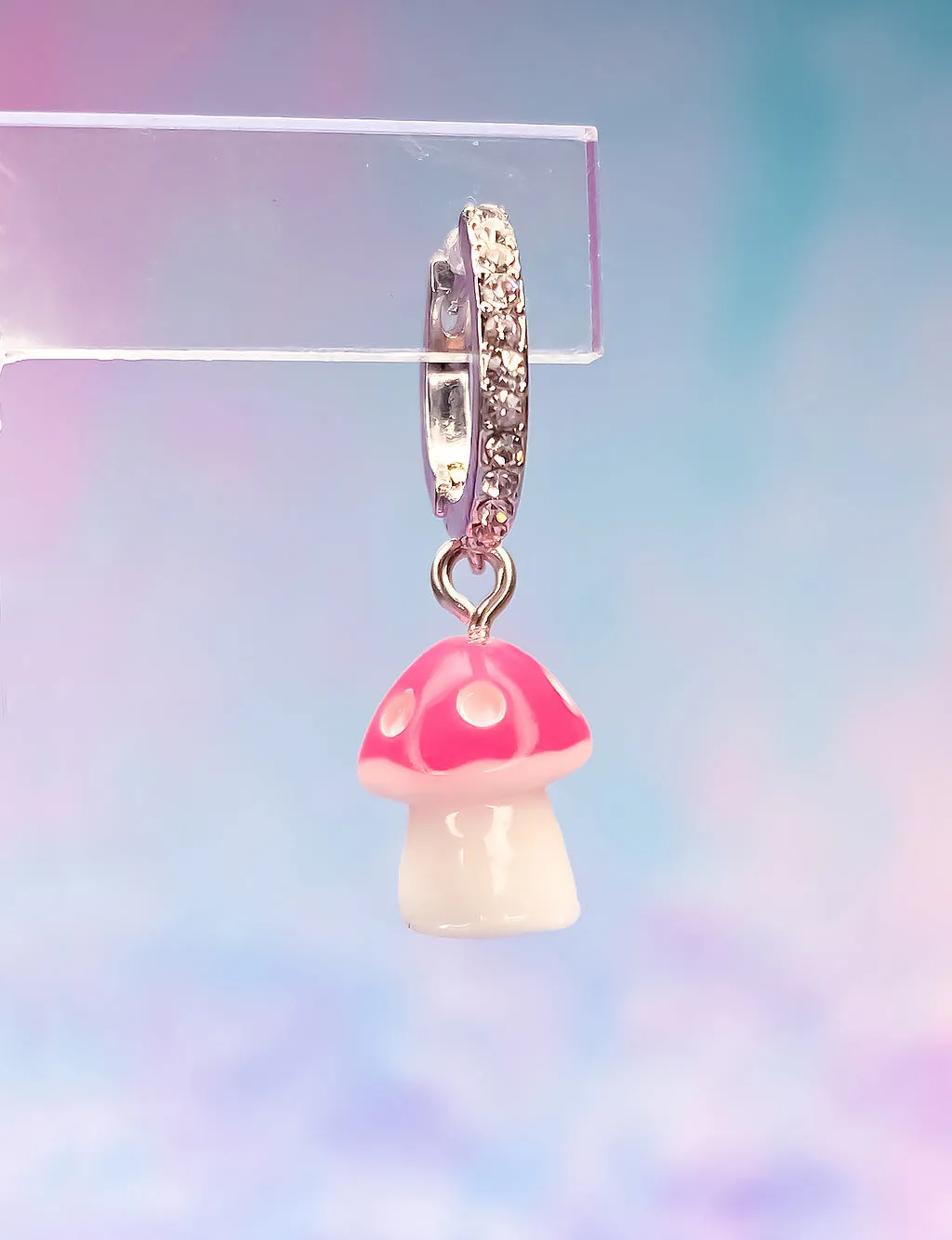 MYSTIC MUSHROOM HOOP EARRINGS - PINK