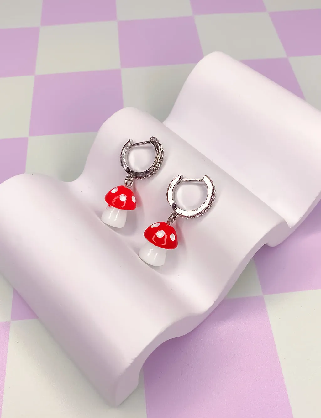 MYSTIC MUSHROOM HOOP EARRINGS - RED