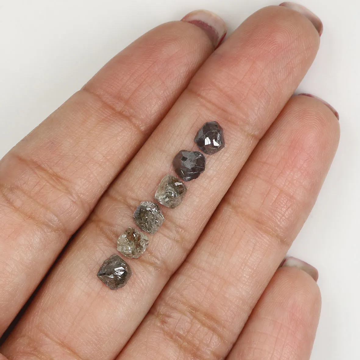 Natural Loose Antique Salt And Pepper Diamond Black Grey Color 2.45 CT 4.15 MM Antique Shape Rose Cut Diamond L1958