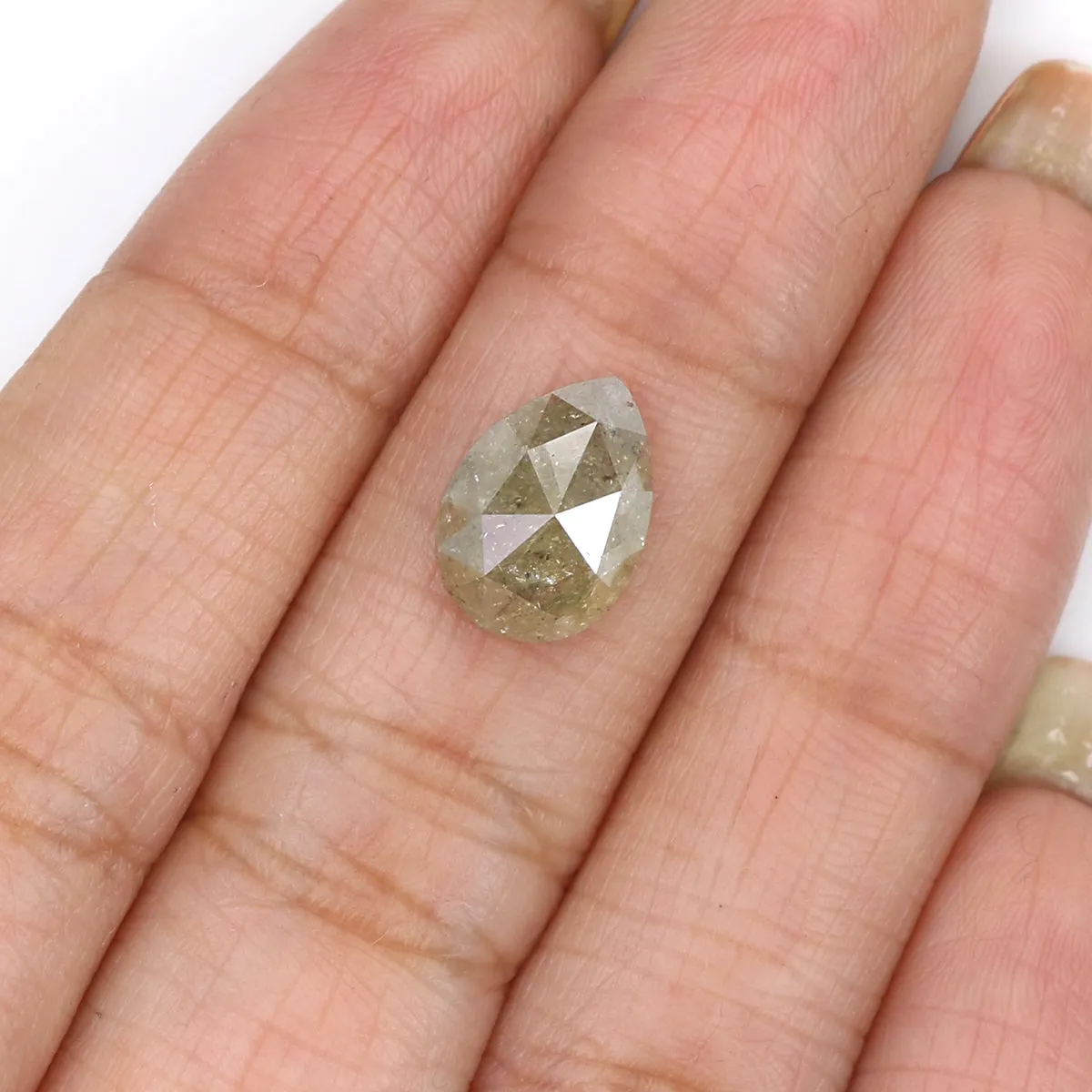 Natural Loose Pear Diamond Grey Color 3.26 CT 11.15 MM Pear Shape Rose Cut Diamond L2118