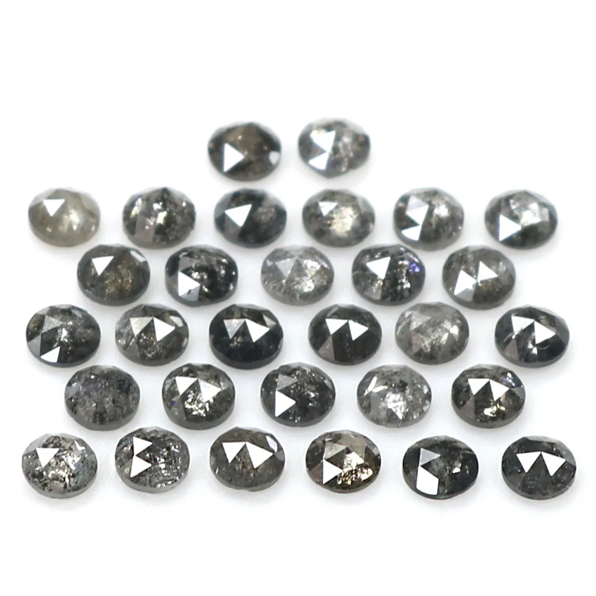 Natural Loose Rose Cut Salt And Pepper Diamond Black Grey Color 1.32 CT 2.10 MM Rose Cut Shape Diamond L1923