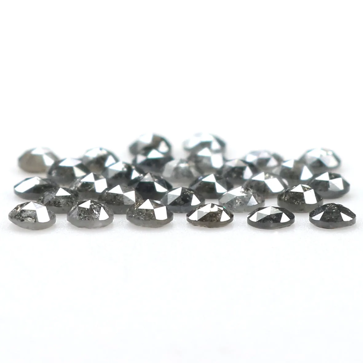 Natural Loose Rose Cut Salt And Pepper Diamond Black Grey Color 1.32 CT 2.10 MM Rose Cut Shape Diamond L1923