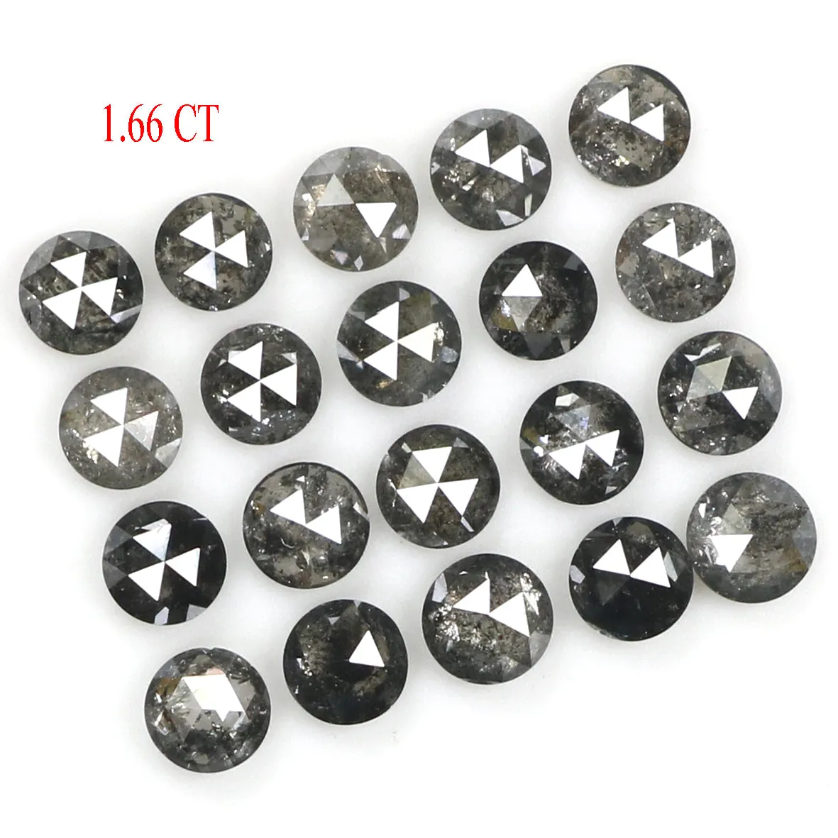 Natural Loose Rose Cut Salt And Pepper Diamond Black Grey Color 1.66 CT 2.70 MM Rose Cut Shape Diamond L1936