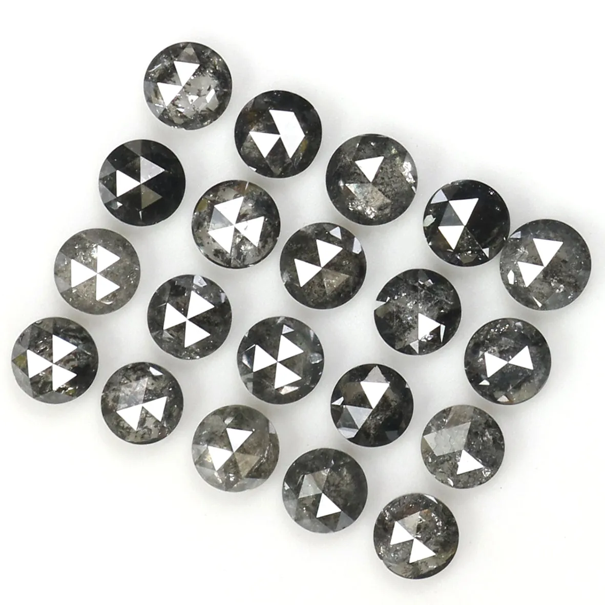 Natural Loose Rose Cut Salt And Pepper Diamond Black Grey Color 1.66 CT 2.70 MM Rose Cut Shape Diamond L1936