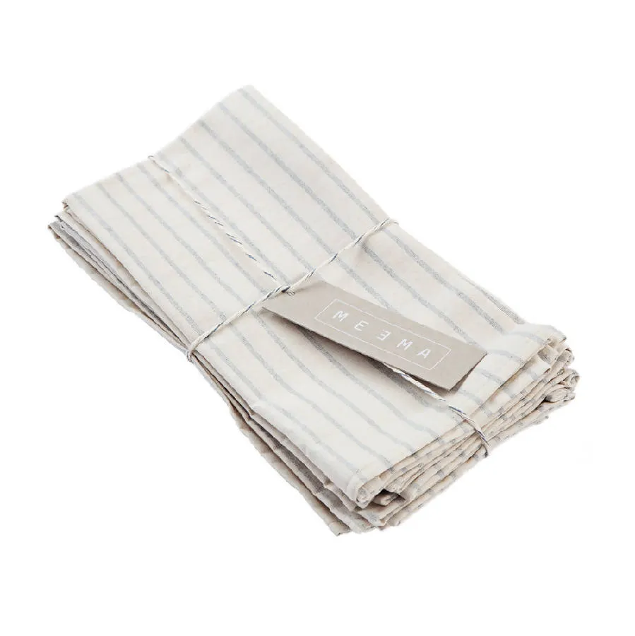 Natural Striped Cotton Napkins - Set of 4