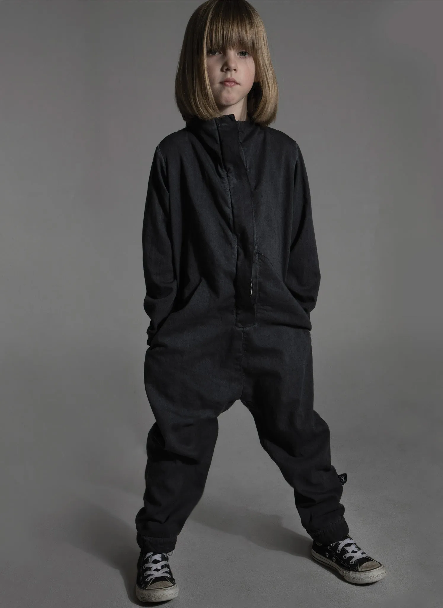 Nununu Cotton Aviator Overall in Dyed Black