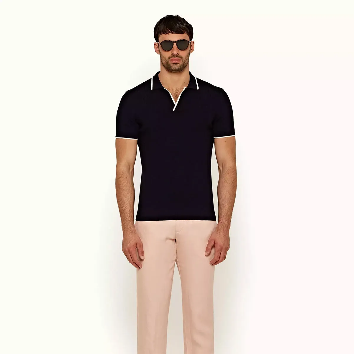 Orlebar Brown - Horlton Stripe Tailored Fit Polo Shirt in Navy