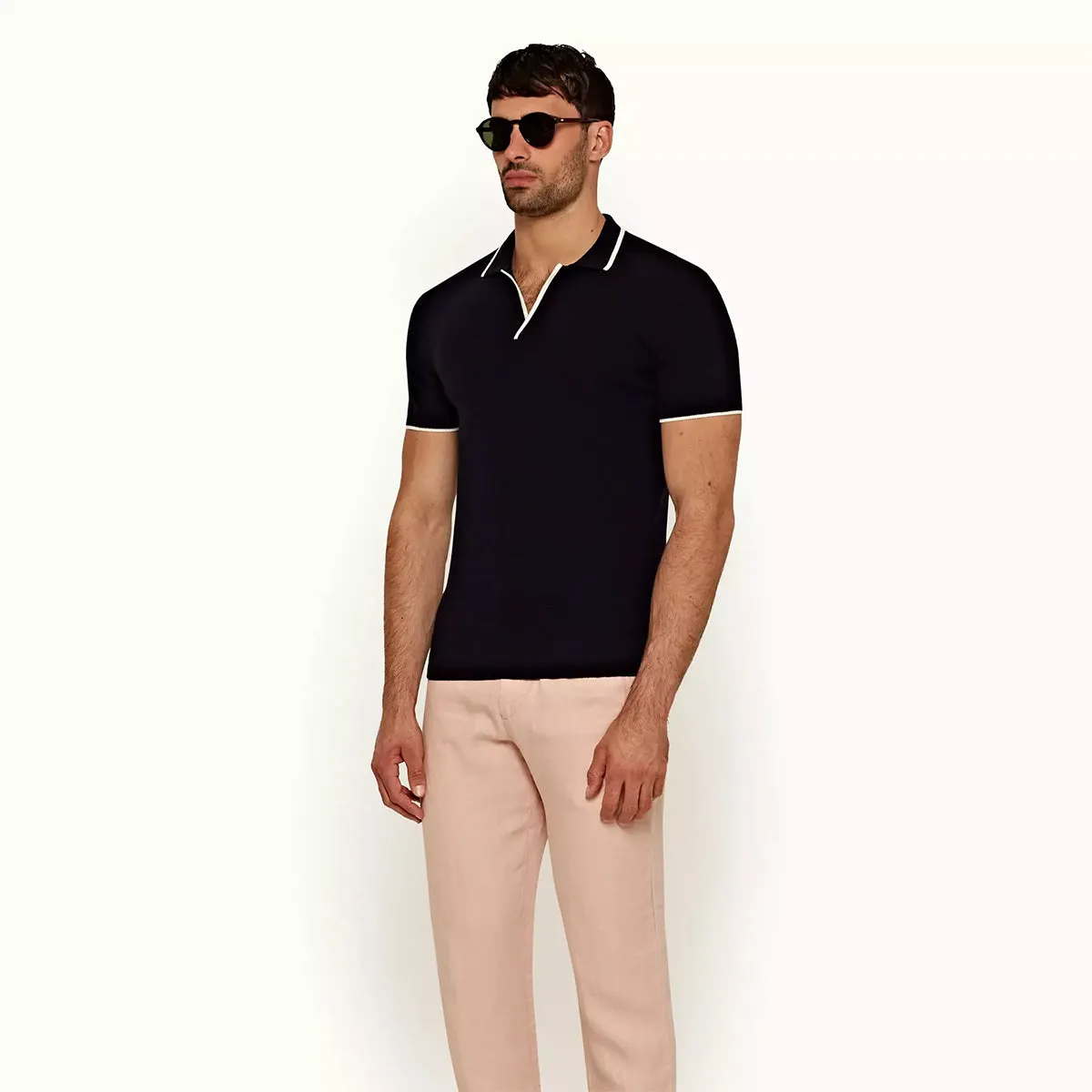 Orlebar Brown - Horlton Stripe Tailored Fit Polo Shirt in Navy