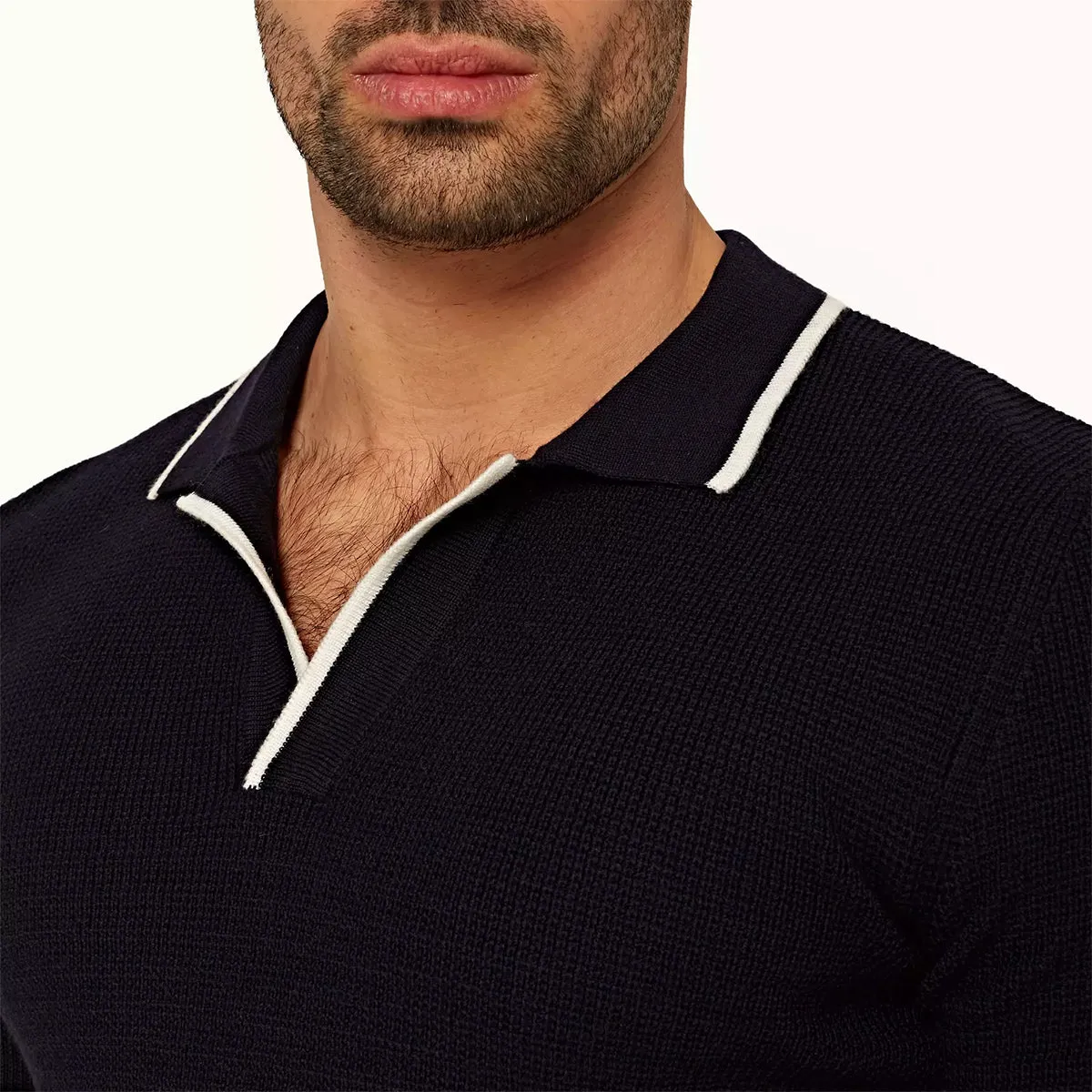 Orlebar Brown - Horlton Stripe Tailored Fit Polo Shirt in Navy