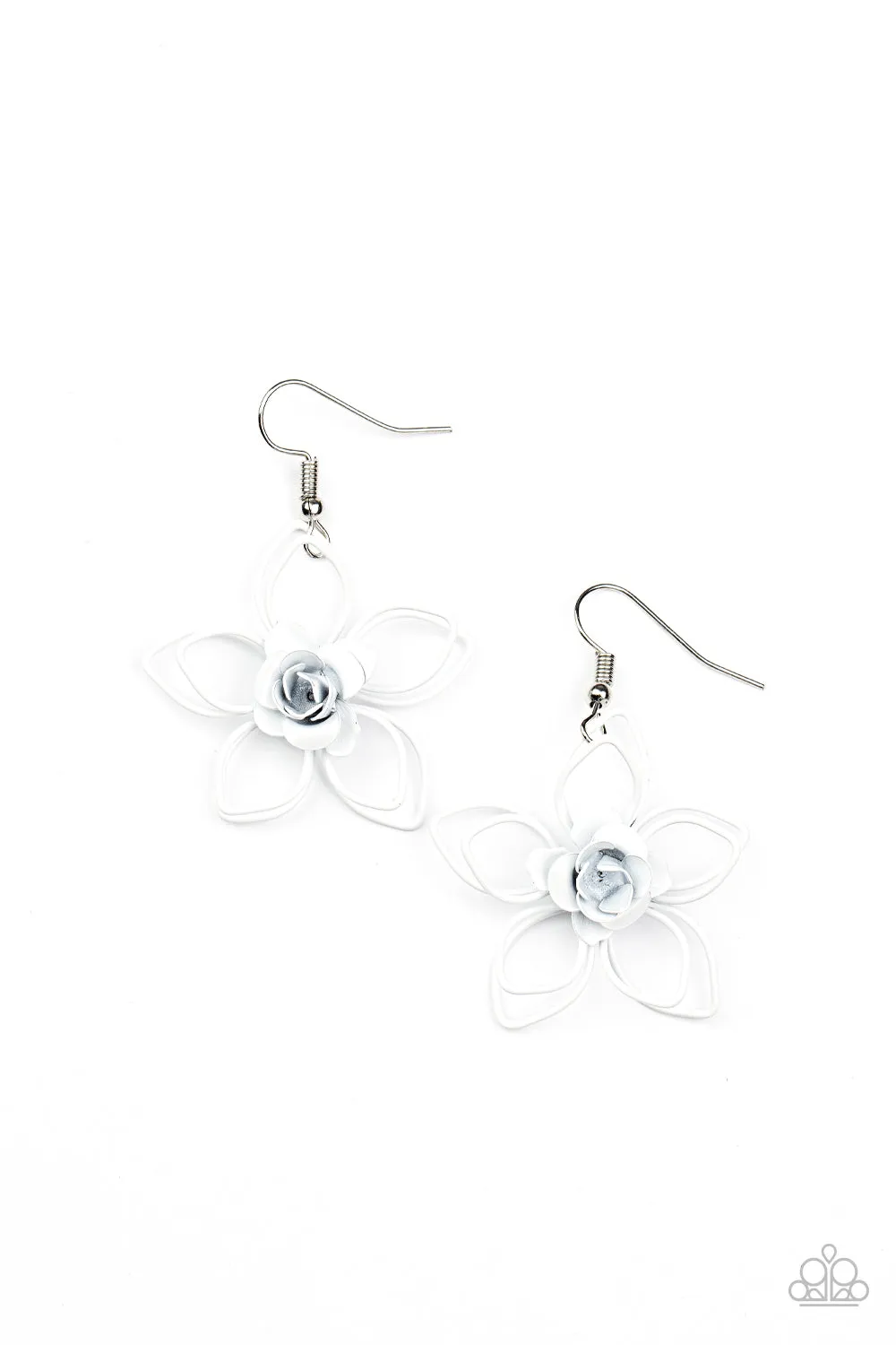 Paparazzi Botanical Bonanza - White Flower Earrings