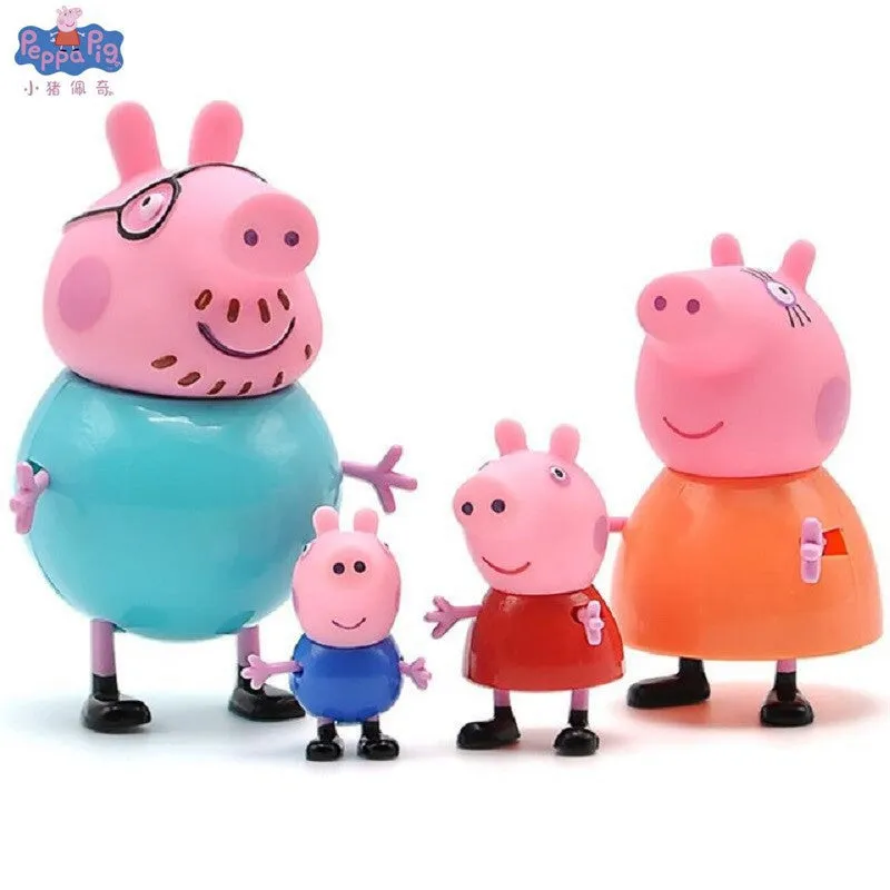 Peppa pig George guinea pig Family Pack Dad Mom 4pcs/set Action Figure Original Pelucia Anime Toys For Kids Christmas  Gift Toys