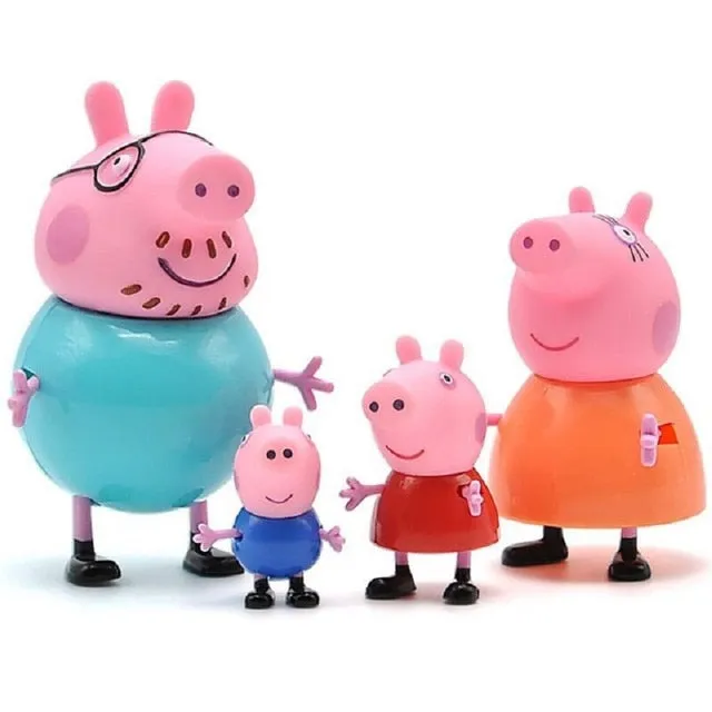 Peppa pig George guinea pig Family Pack Dad Mom 4pcs/set Action Figure Original Pelucia Anime Toys For Kids Christmas  Gift Toys