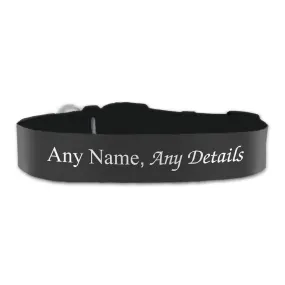 Personalised Large Dog Collar with Black Background, Personalise with Any Name or Details