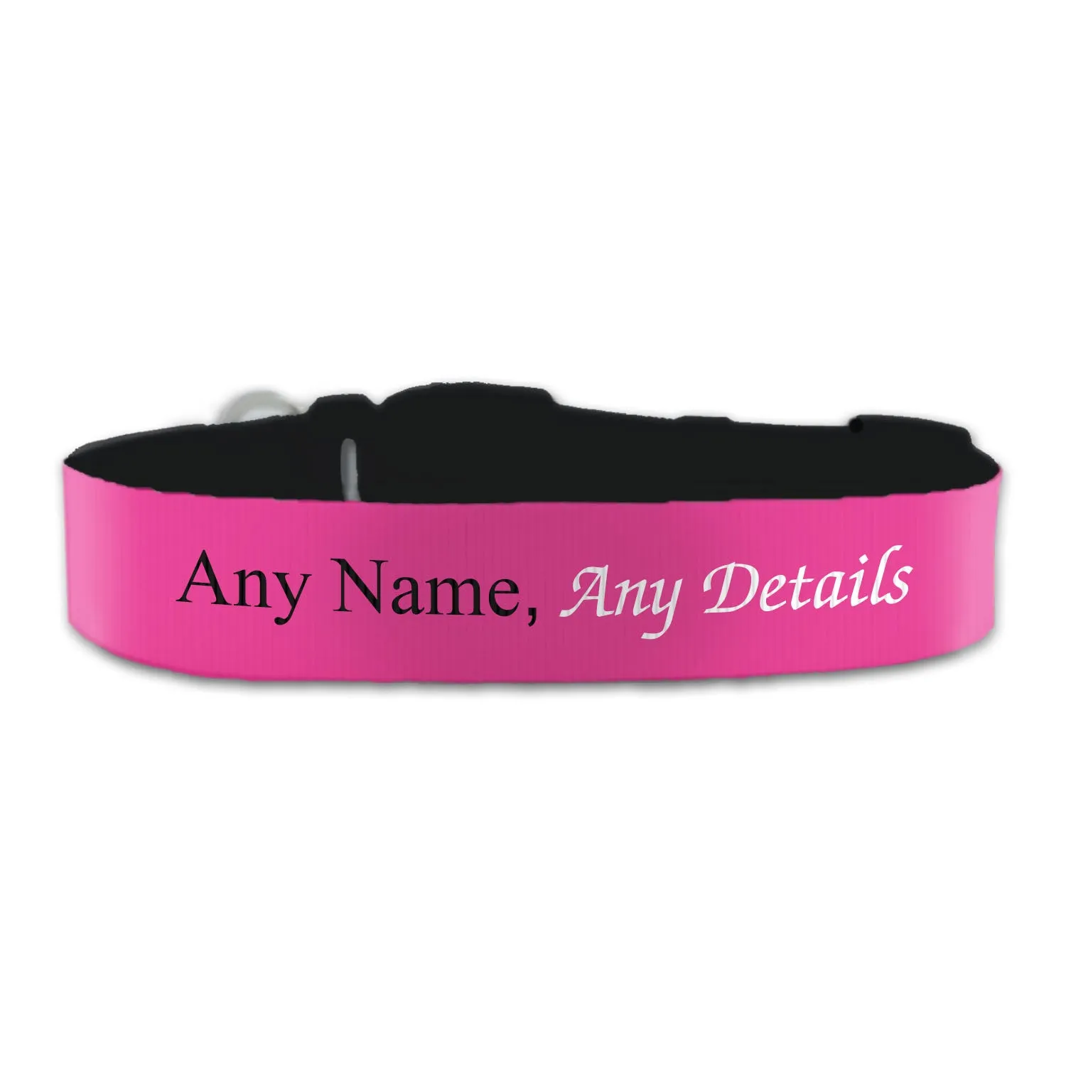 Personalised Large Dog Collar with Pink Background, Personalise with Any Name or Details