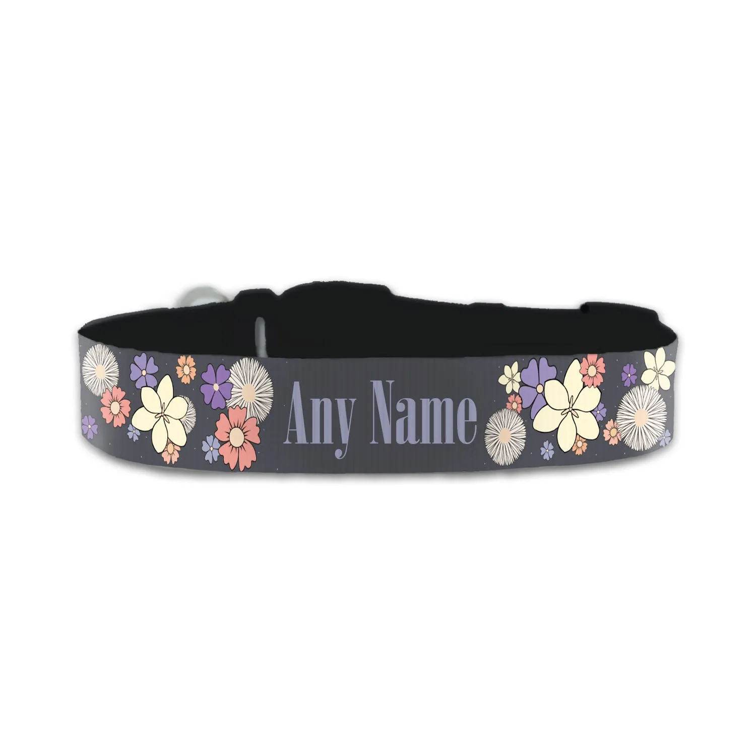 Personalised Small Dog Collar with Floral Background