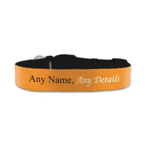 Personalised Small Dog Collar with Orange Background