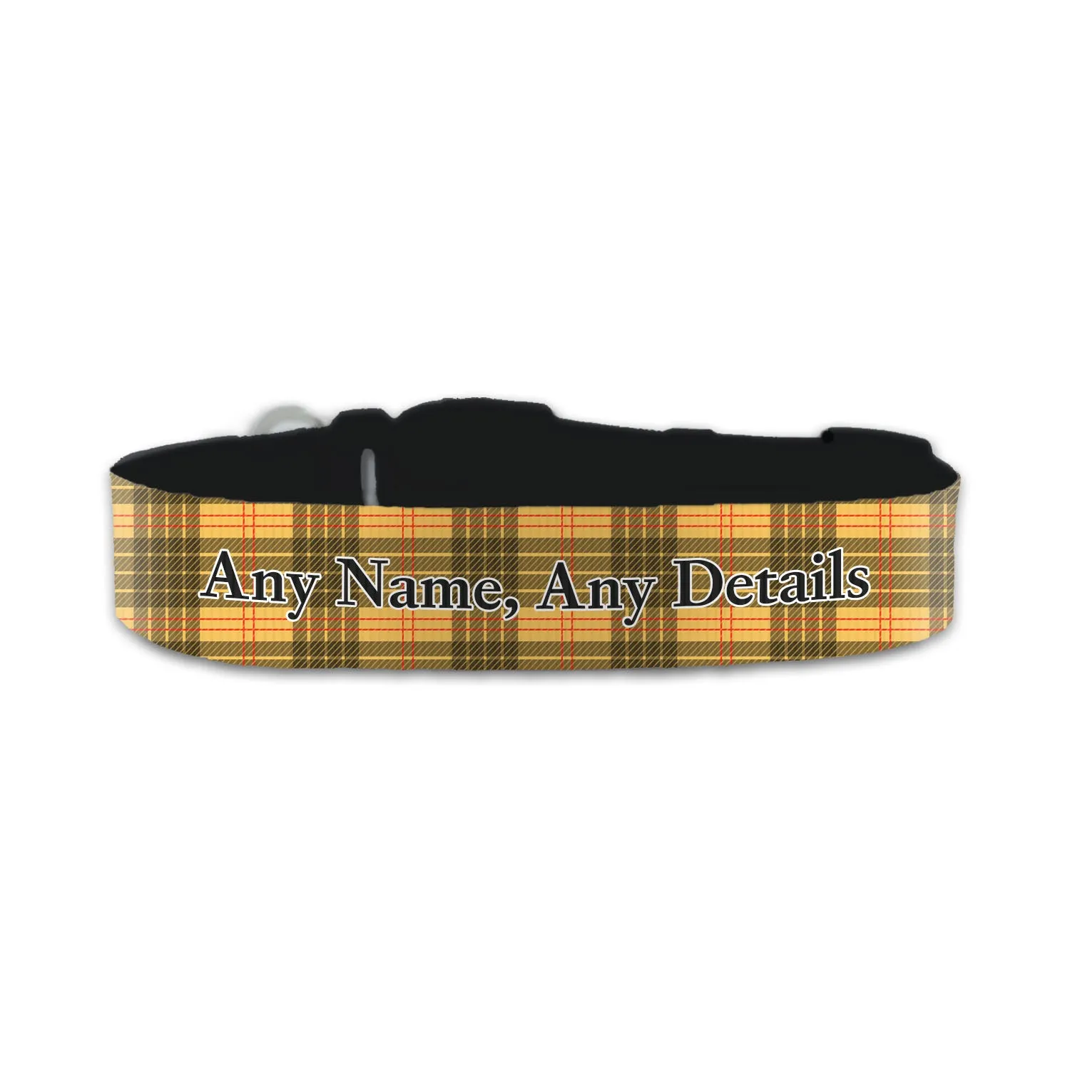 Personalised Small Dog Collar with Yellow Tartan Background