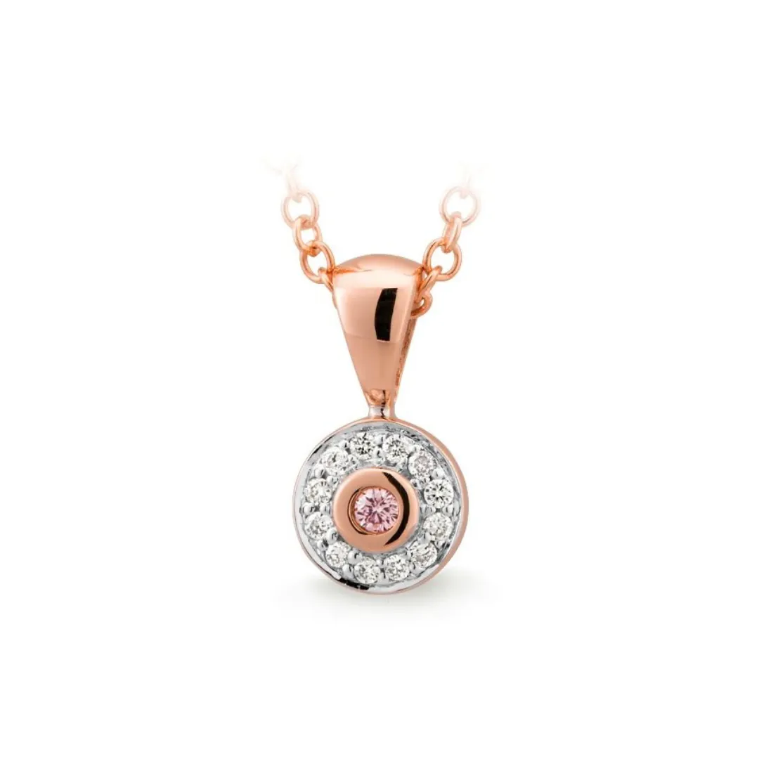 Petite Pink & White Diamond Halo Pendant