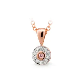 Petite Pink & White Diamond Halo Pendant