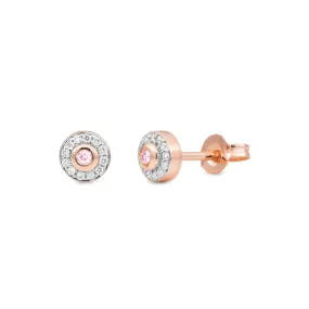 Pink Caviar Diamond Halo Studs