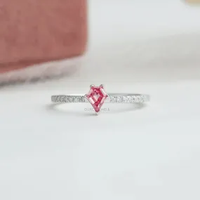 Pink Kite Cut Lab Grown Diamond Solitaire Accent Ring