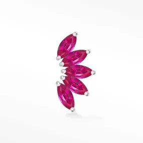 Pink Sapphire Flat Back Earring Lotus 14k White