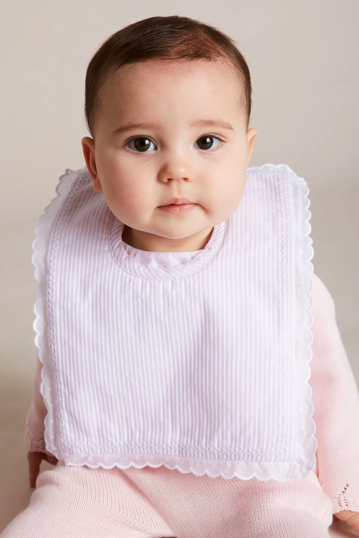 Pink Striped Cotton Bib