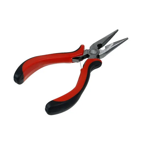 Pliers, Smooth, Long, Chain Nose, Steel And Rubber, Red And Black, 13.5cm