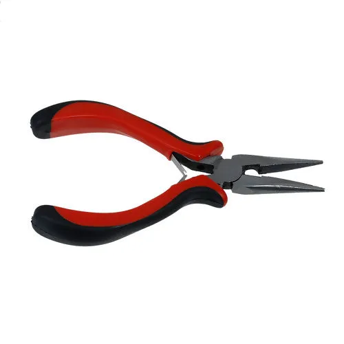 Pliers, Smooth, Long, Chain Nose, Steel And Rubber, Red And Black, 13.5cm