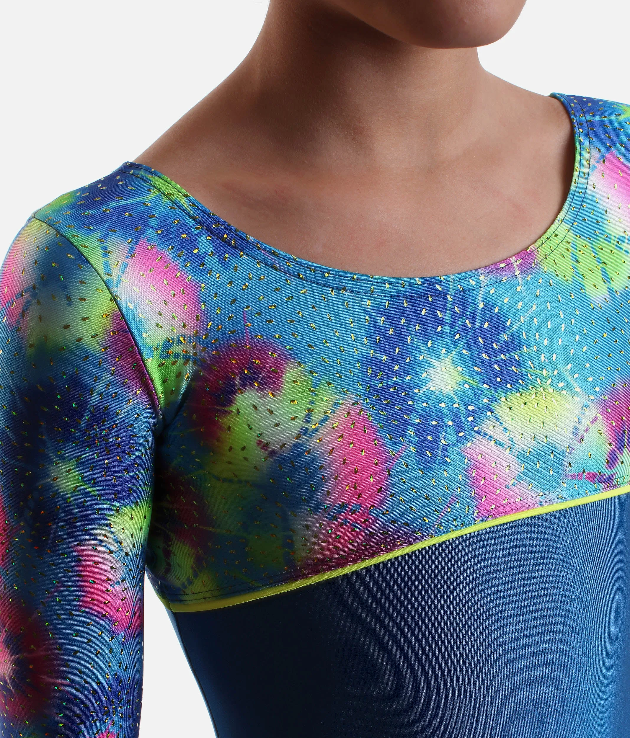 Printed Long Sleeve Girl's Gymnastics Leotard - 27836