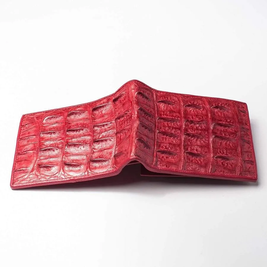 Red Backbone Crocodile Mens Wallet