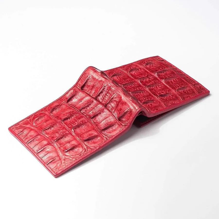 Red Backbone Crocodile Mens Wallet