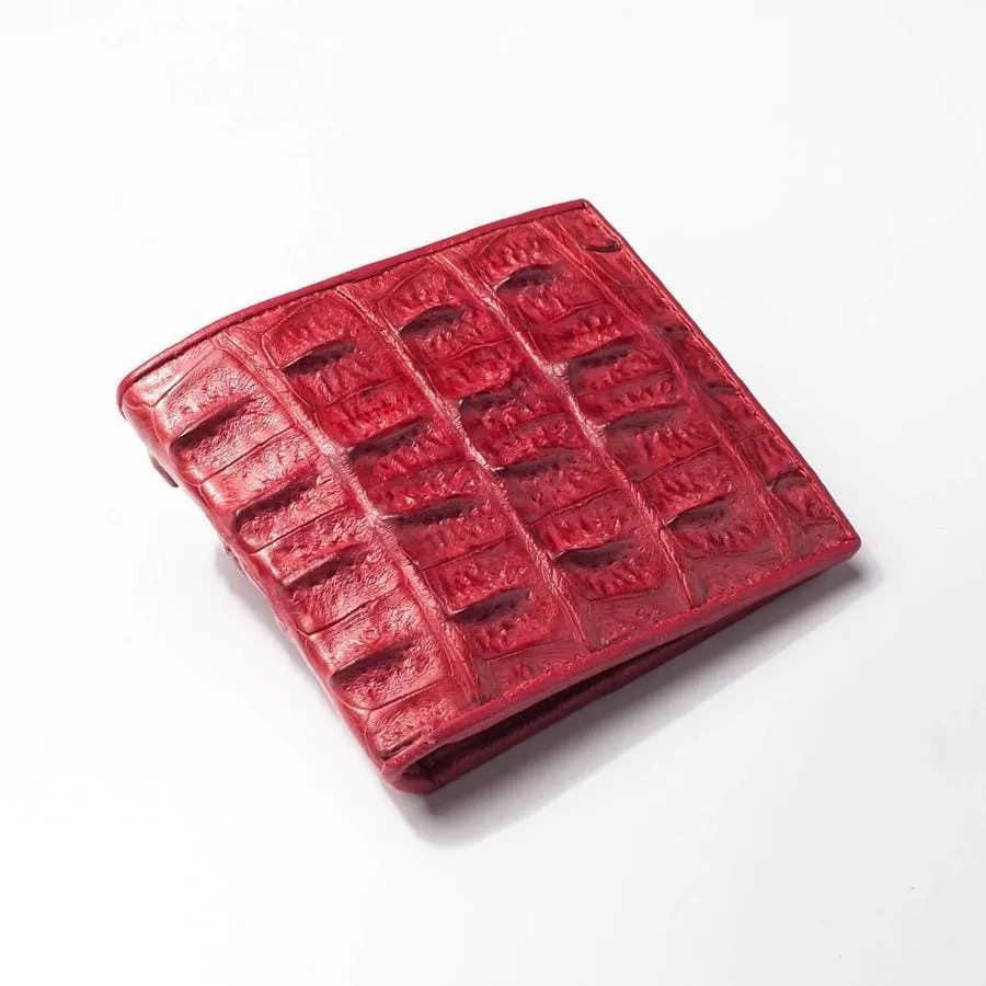 Red Backbone Crocodile Mens Wallet