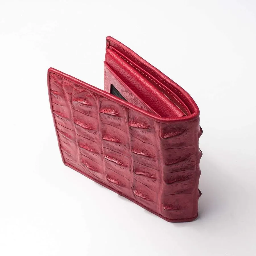 Red Backbone Crocodile Mens Wallet