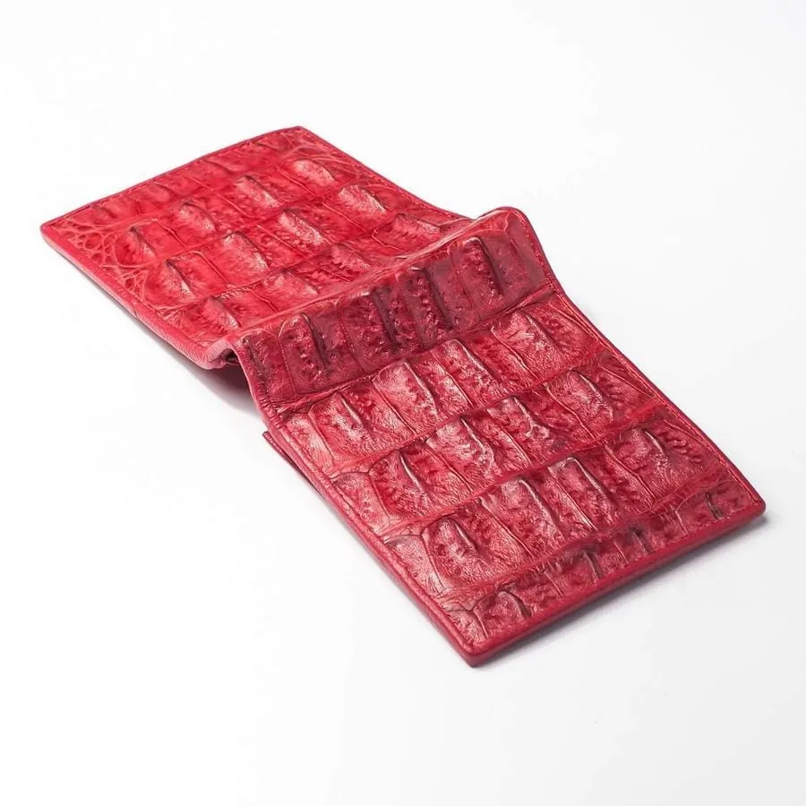 Red Backbone Crocodile Mens Wallet