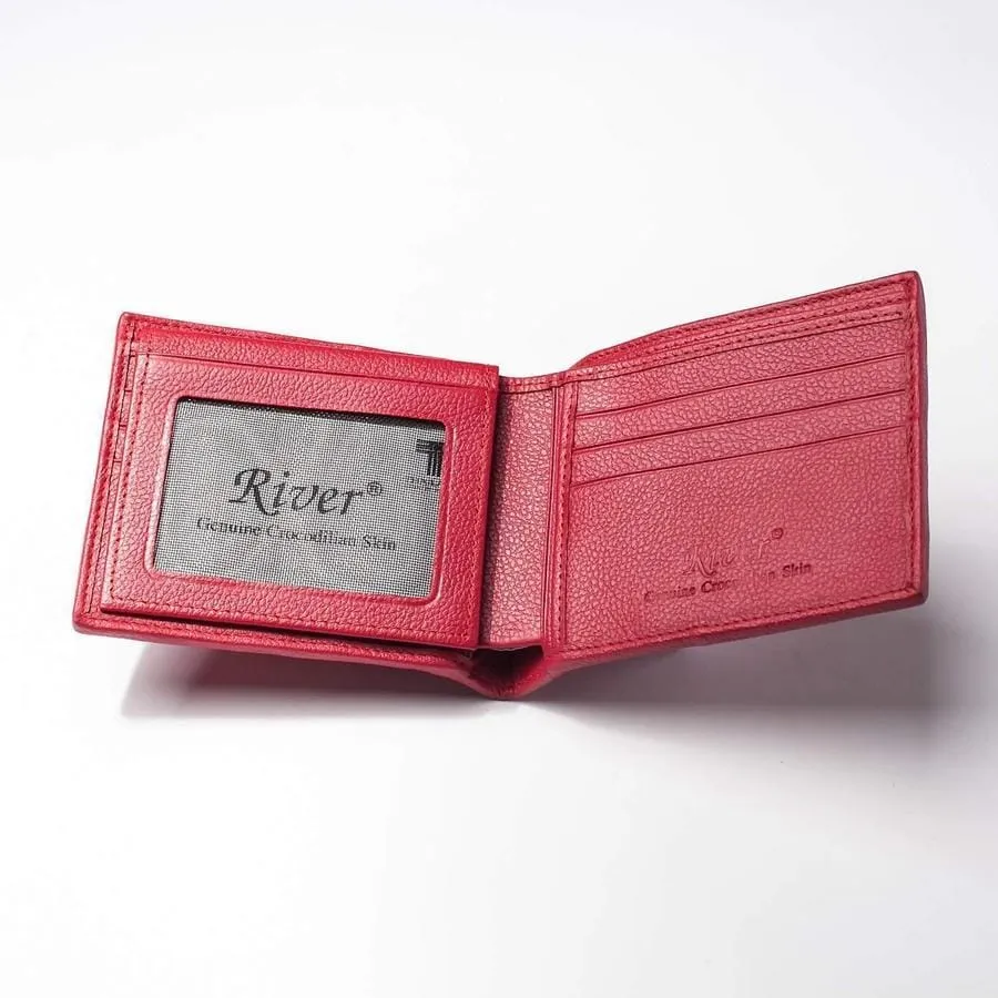 Red Backbone Crocodile Mens Wallet