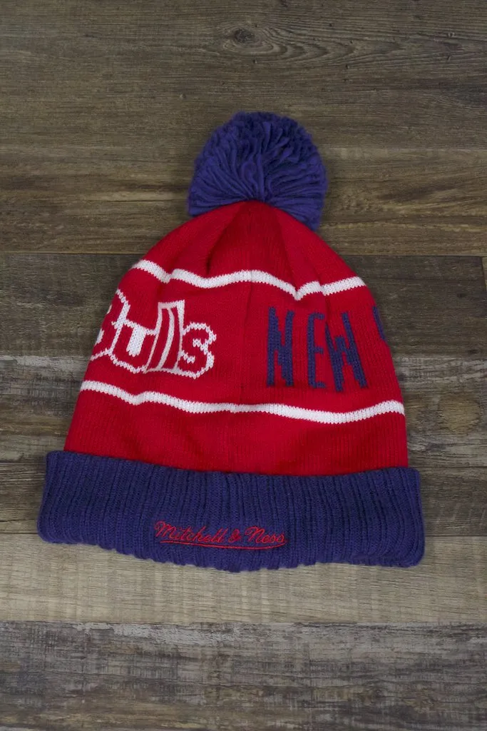 Red Bulls Beanie | New York Red Bulls Thick Knit Retro Oversized Mitchell and Ness Winter Pom Beanie