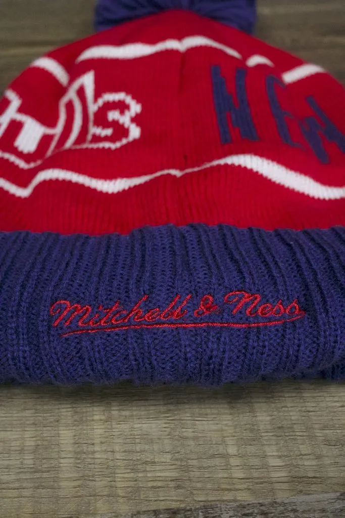 Red Bulls Beanie | New York Red Bulls Thick Knit Retro Oversized Mitchell and Ness Winter Pom Beanie