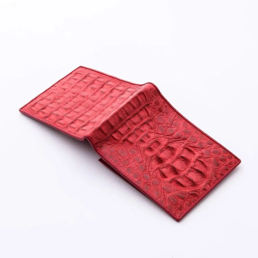 Red Genuine Crocodile Head Mens Wallet