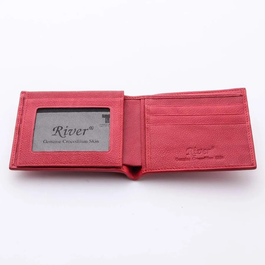 Red Genuine Crocodile Head Mens Wallet