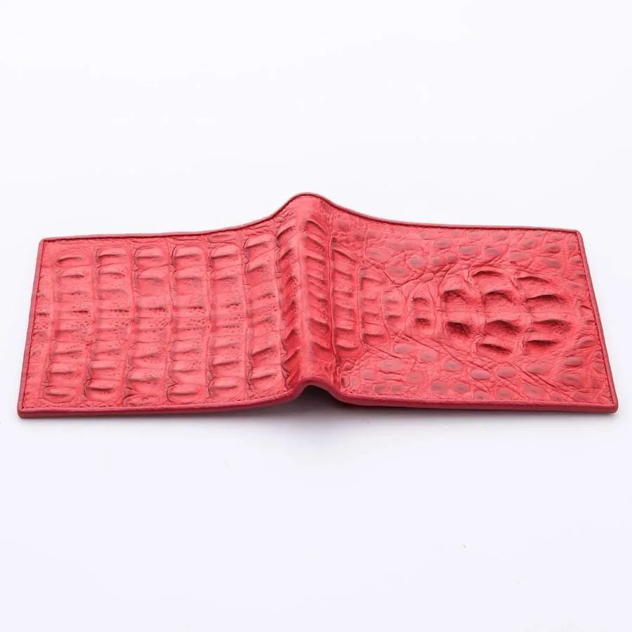 Red Genuine Crocodile Head Mens Wallet