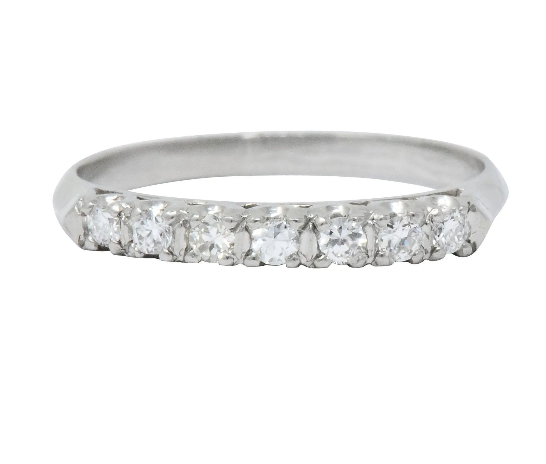 Retro 0.21 CTW Diamond Platinum Anniversary Band Stackable Ring