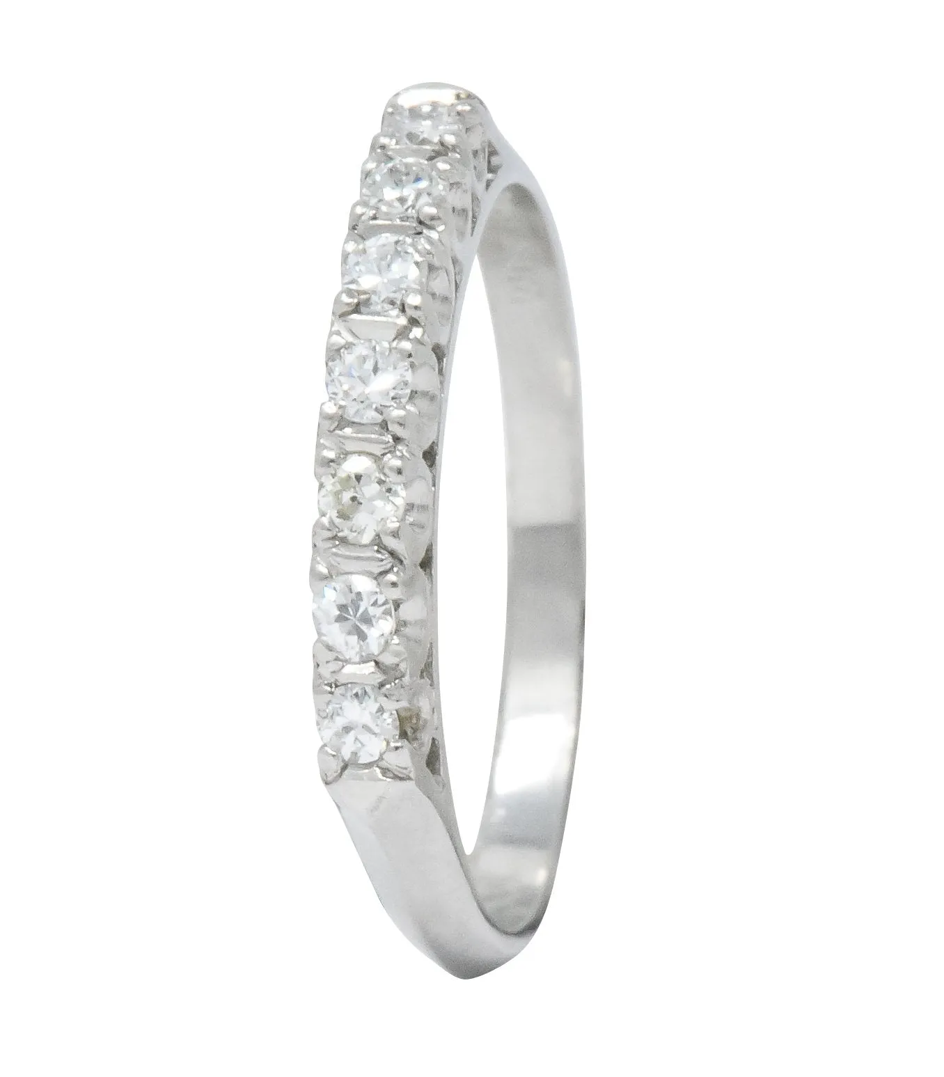 Retro 0.21 CTW Diamond Platinum Anniversary Band Stackable Ring