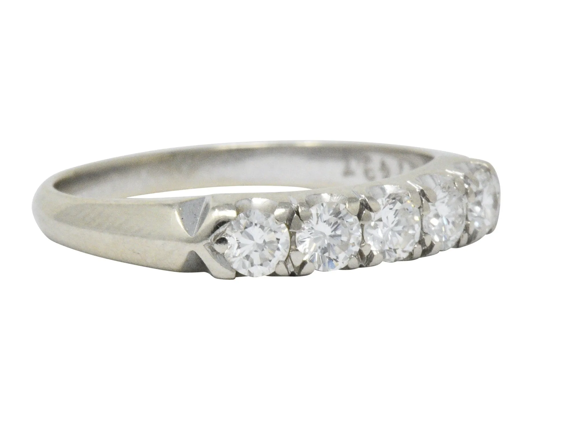 Retro 0.50 CTW Diamond 14 Karat White Gold Anniversary Stackable Band Ring