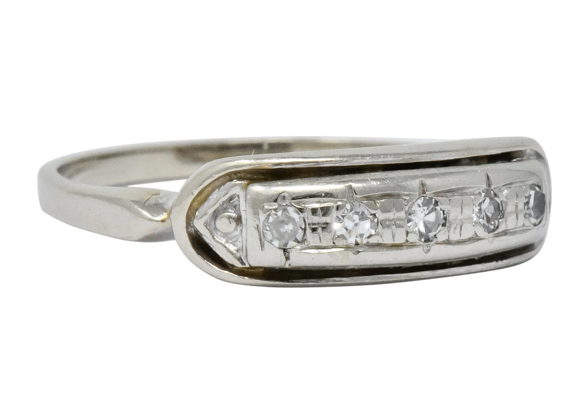 Retro 1950's Diamond White Gold Anniversary Band Stackable Ring