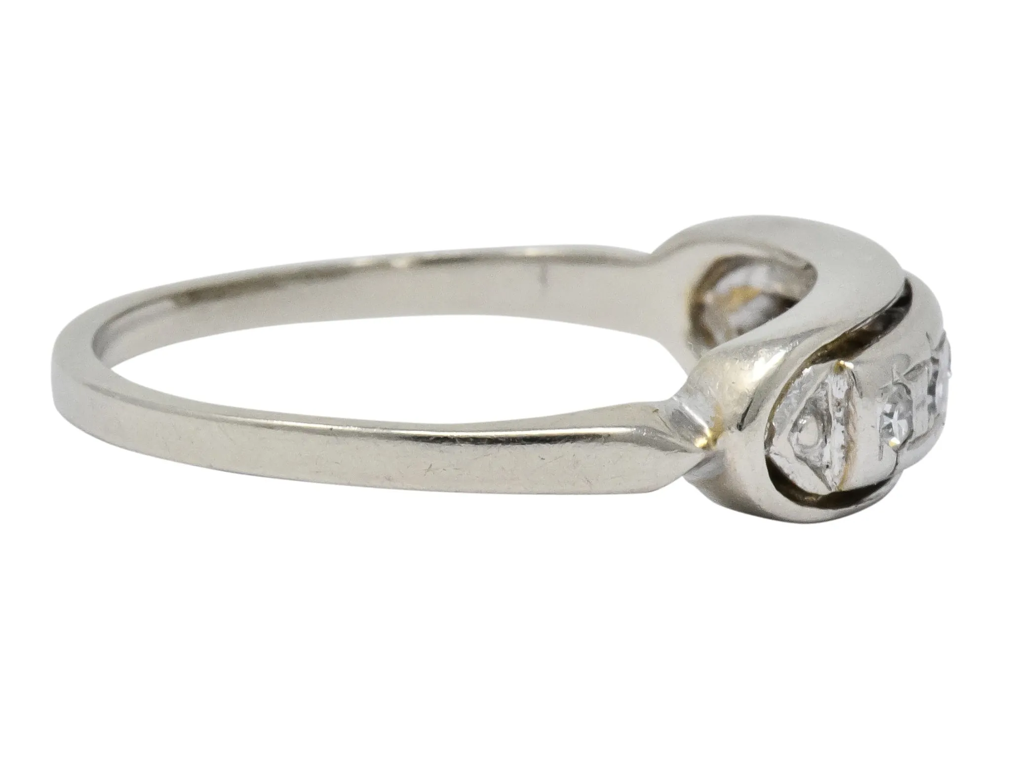 Retro 1950's Diamond White Gold Anniversary Band Stackable Ring