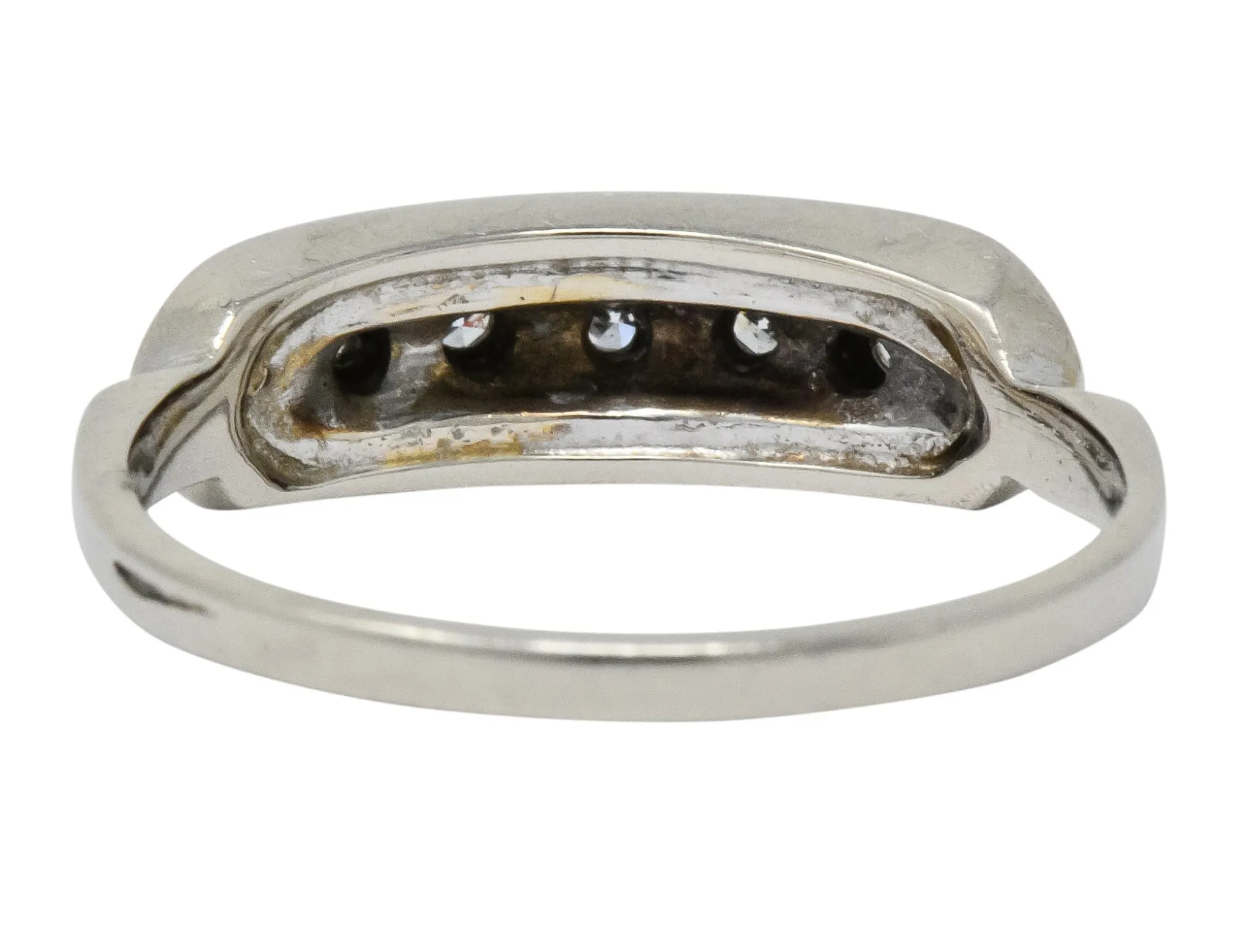 Retro 1950's Diamond White Gold Anniversary Band Stackable Ring