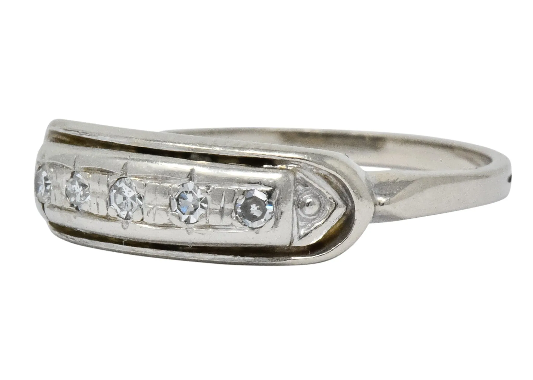 Retro 1950's Diamond White Gold Anniversary Band Stackable Ring