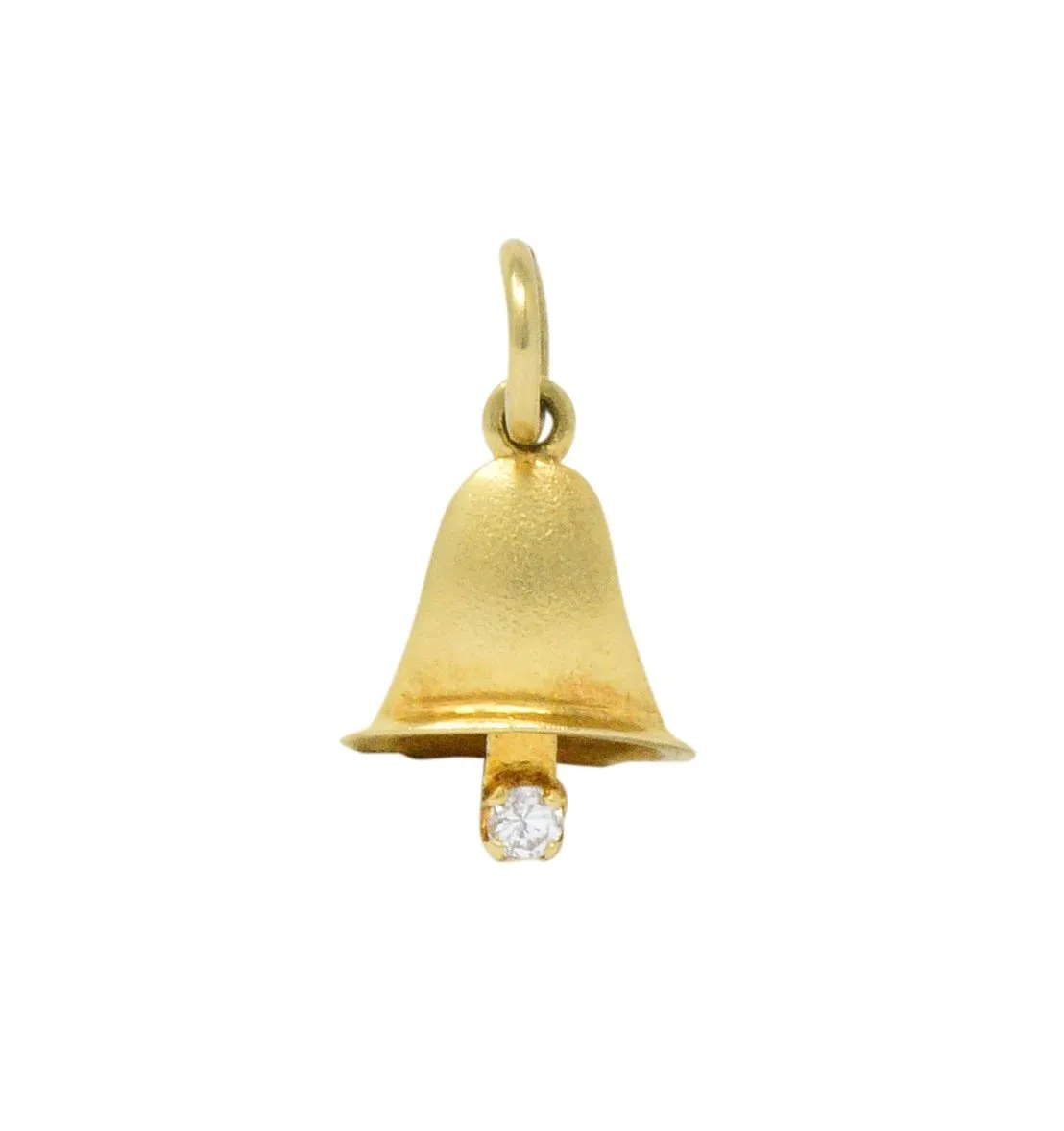 Retro Diamond 14 Karat Gold Articulated Bell Charm